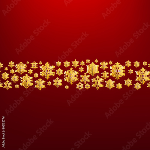 Merry Christmas background with gold snowflakes. Greeting card template. EPS 10