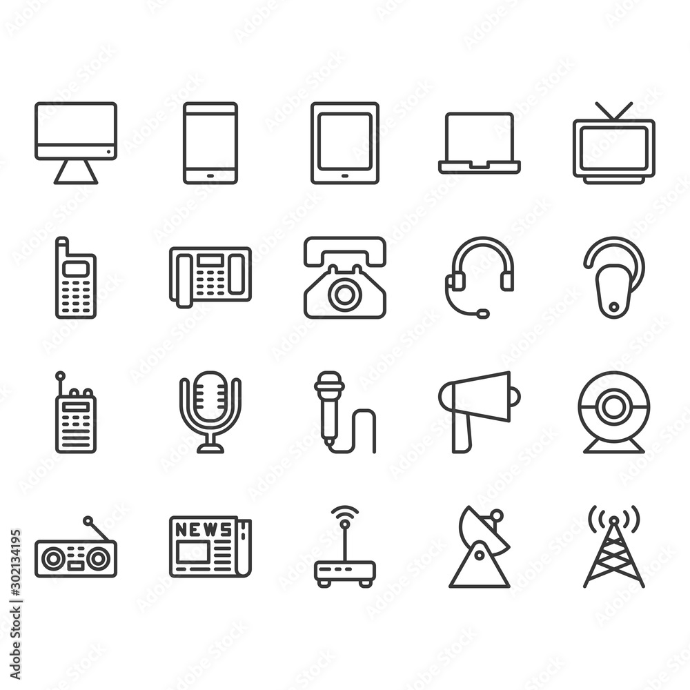 Communication device icon set.Vector illustration