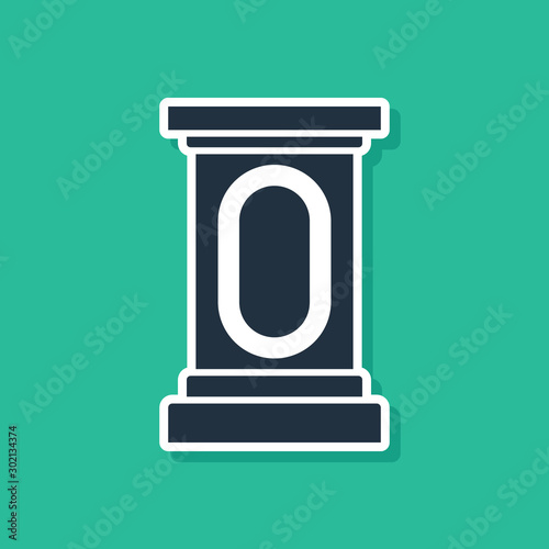 Blue Stage stand or debate podium rostrum icon isolated on green background. Conference speech tribune. Vector Illustration