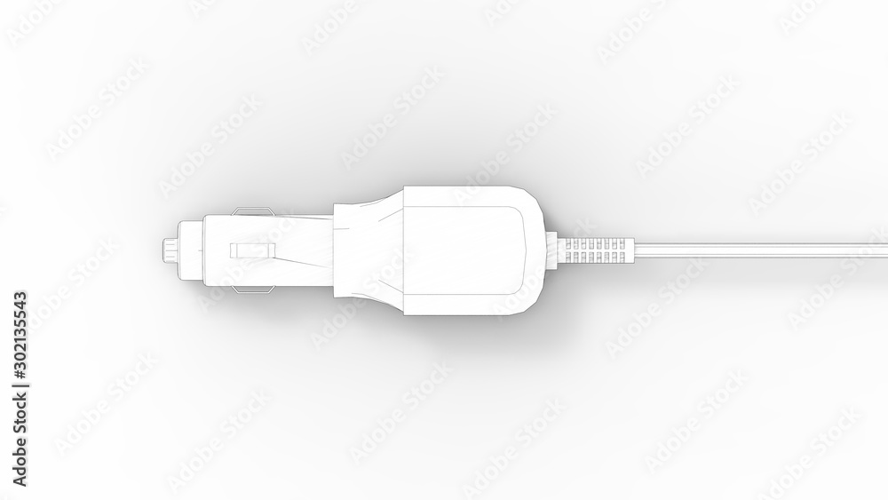 3d rendering of an adapter car plug12 volt lighter isolated 3d rendering of an adapter car plug12 volt lighter isolated