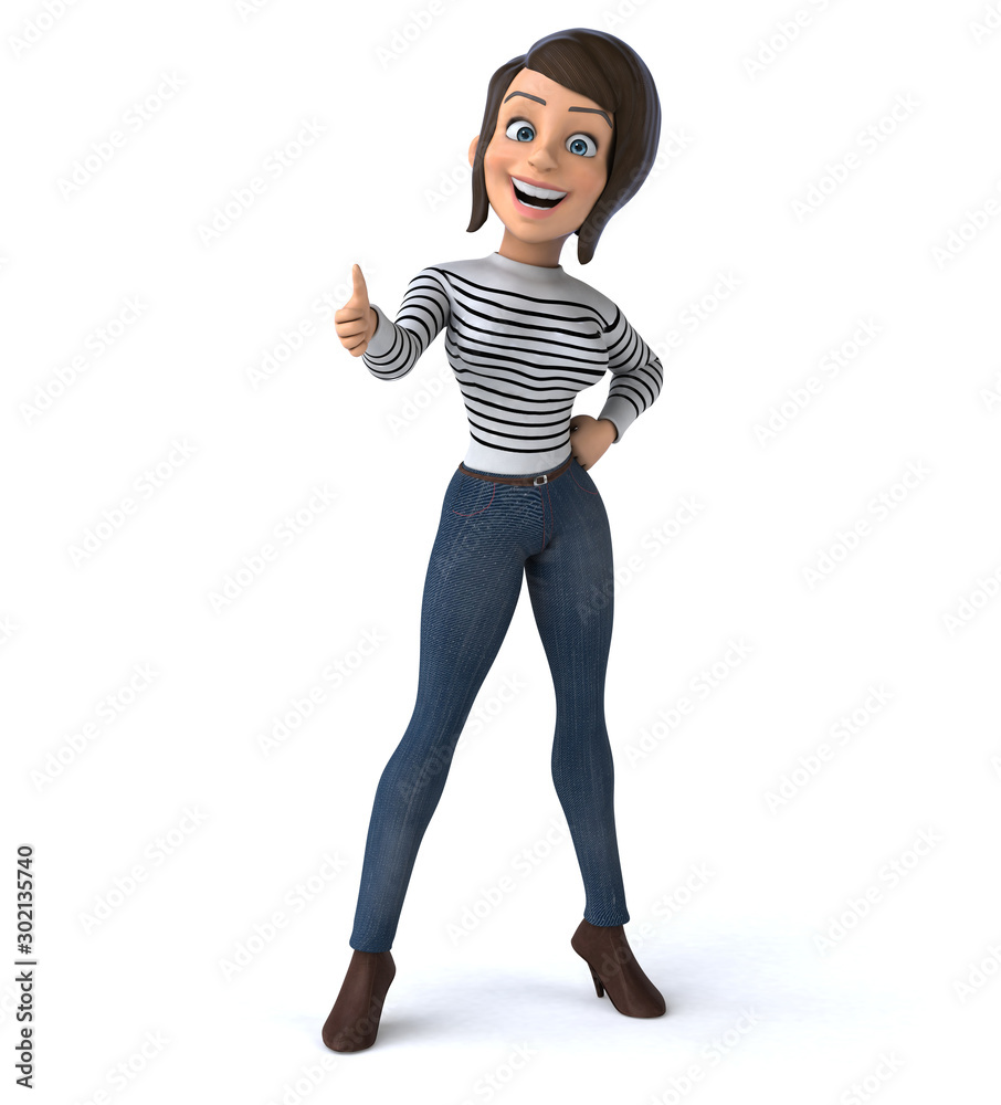 Obraz premium Fun 3D cartoon casual character woman