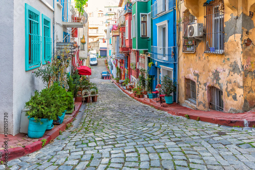 Beautiful Istanbul streets in colorful Fener views in Turkey