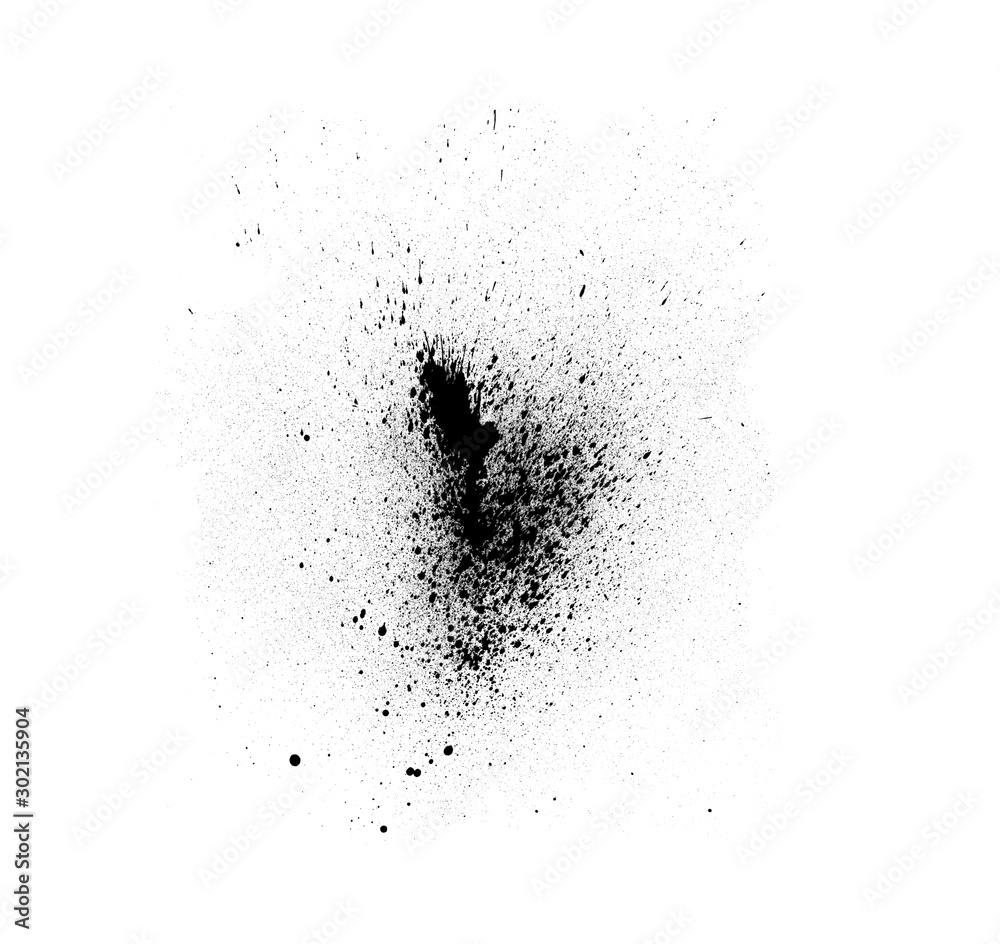 Abstract black watercolor brush. Black splash isolated on white