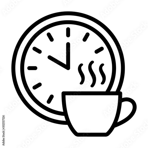 Coffee break time off line art vector icon for apps and websites photo