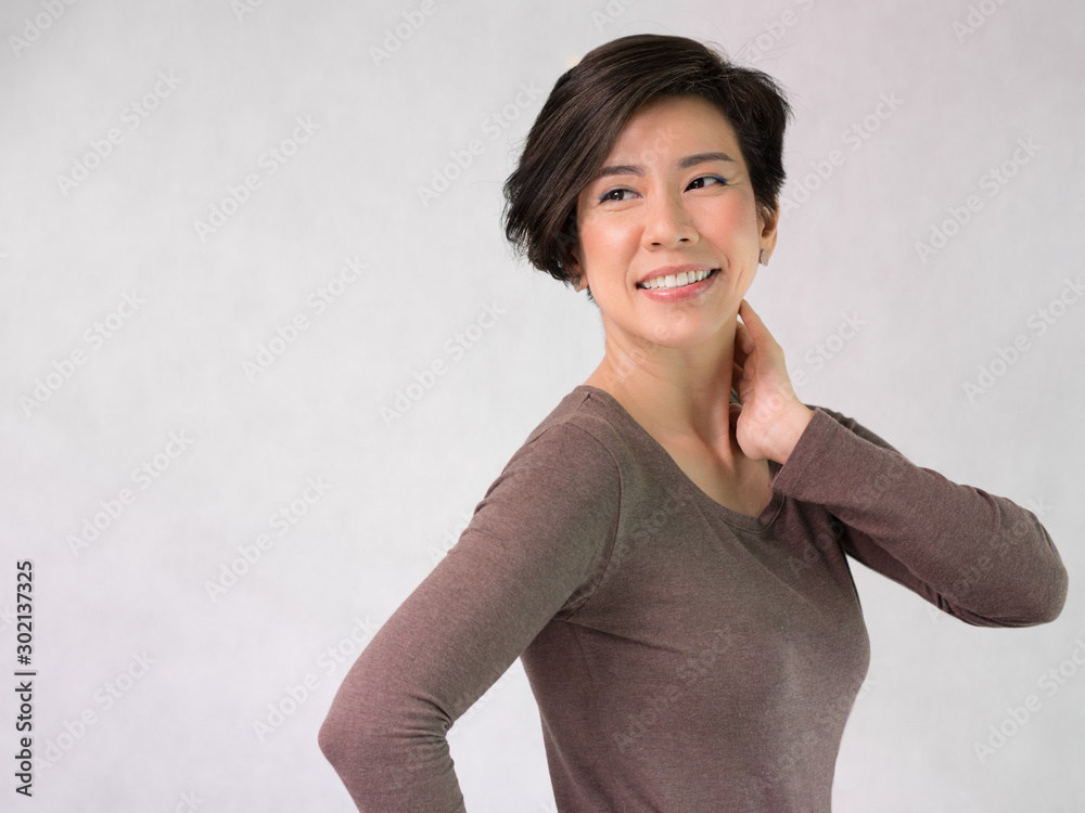 Studio Portrait, Beautiful Asian middle aged woman in her 40s