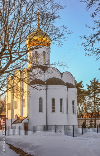 St. Nicholas Ugreshsky Monastery on  winter evening photo