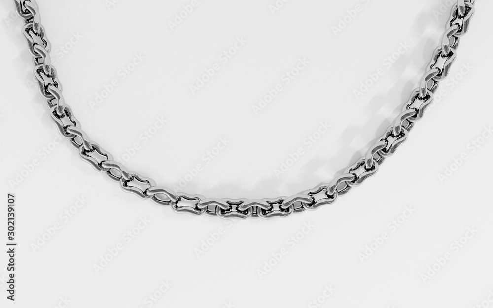 Silver chain isolated on a white background 3d render illustration Silver chain isolated on a white background 3d render illustration