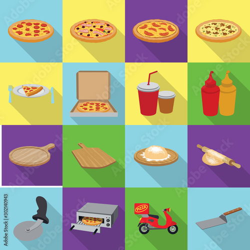 Isolated object of pizza and food logo. Collection of pizza and italy stock vector illustration.