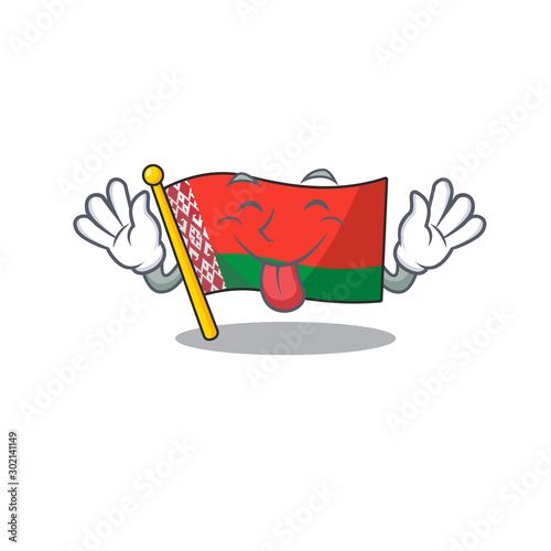 Happy flag tongue out belarus cartoon character style