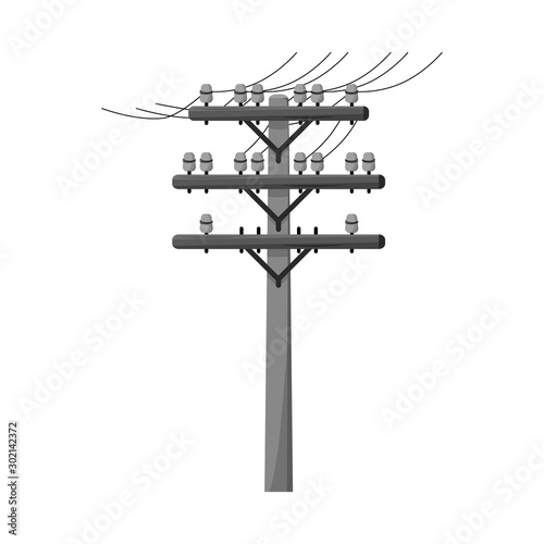 Isolated object of pillar and wooden symbol. Graphic of pillar and electrical stock vector illustration.