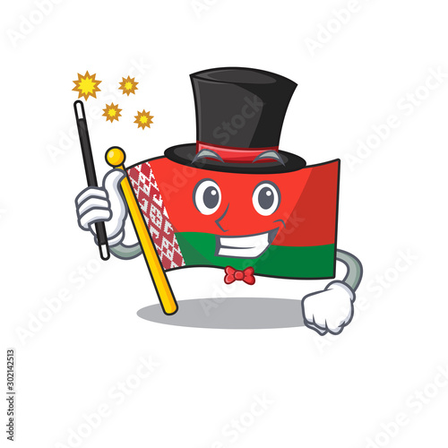 Happy flag magician belarus cartoon character style