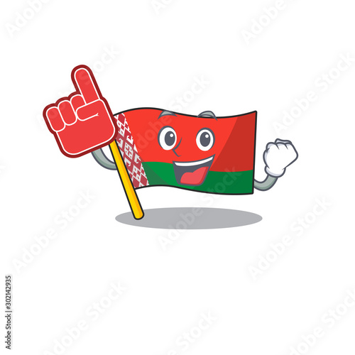 Happy flag foam finger belarus cartoon character style