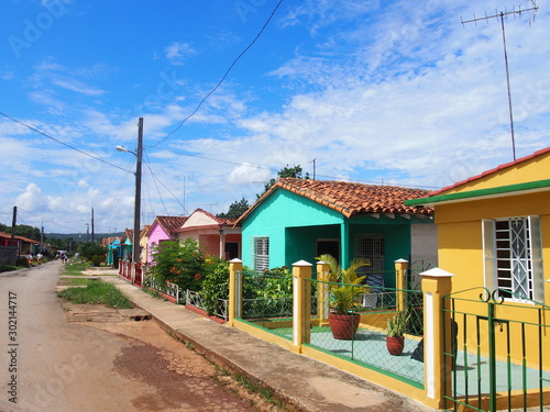 The streets lined with pretty colored houses, Vinales, Cuba