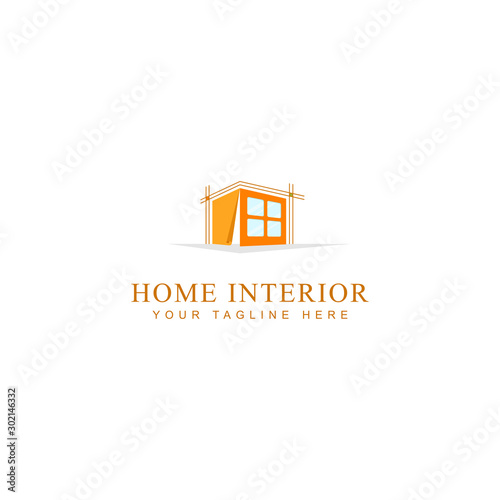 home interior renovation flat style logo design