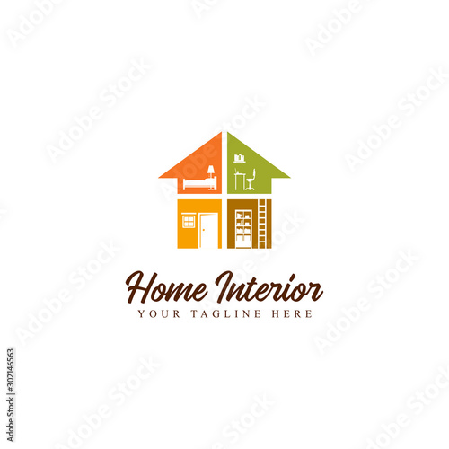 home interior furniture flat style logo design