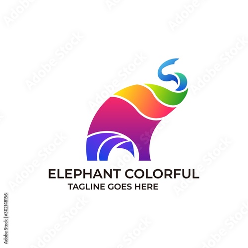 Elephant Colorful Design concept Illustration Vector Template