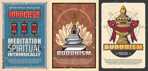 Buddhism temple stupa, lotus, Dharma wheel, Vase