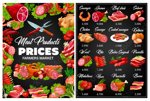 Meat food and sausages with green salad leaves