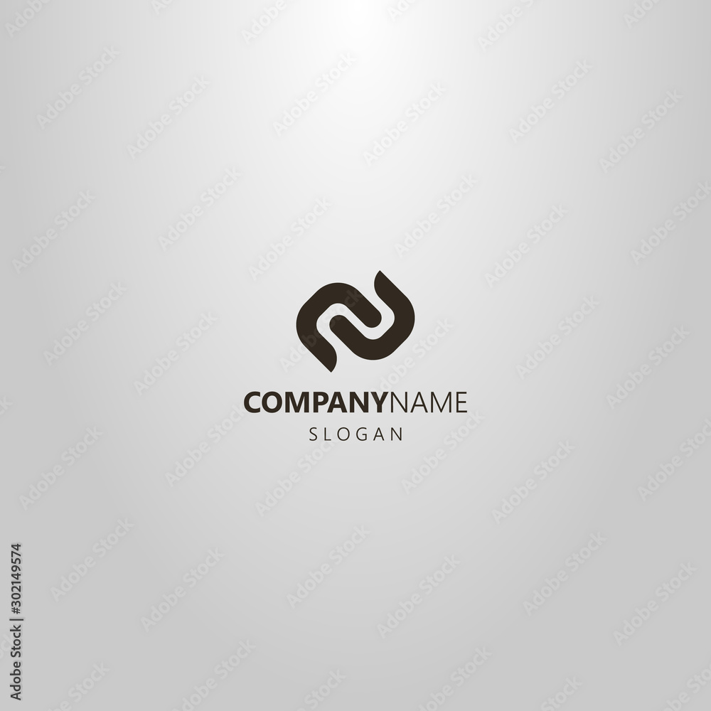 black and white simple abstract vector flat art logo of two connected links black and white simple abstract vector flat art logo of two connected links
