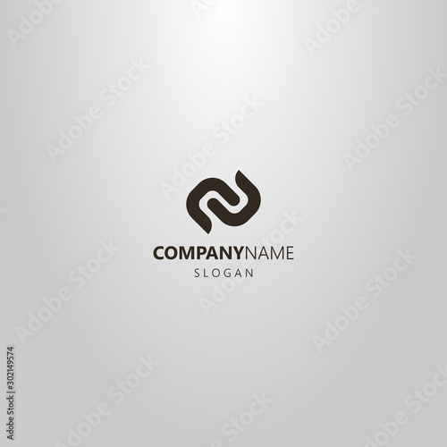 black and white simple abstract vector flat art logo of two connected links