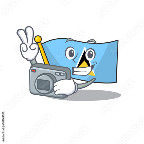 vector flag saint lucia in photographer mascot