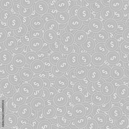 American dollar silver coins seamless pattern. Coo