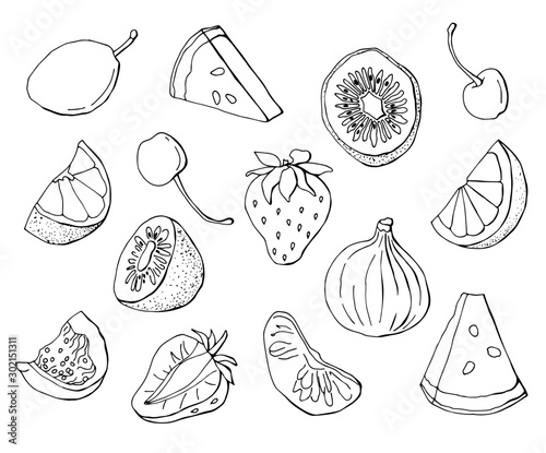  black and white fruit set