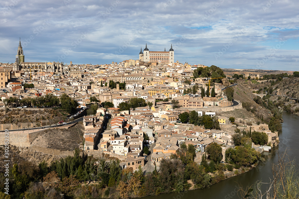 View over the historical town Toledo in Spain.