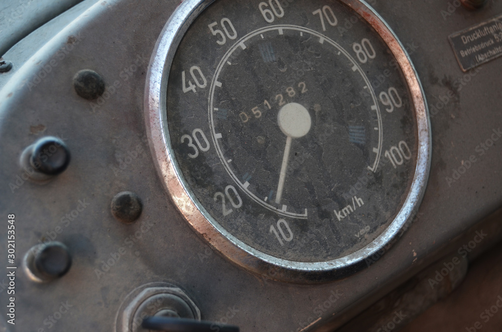 Old truck speedometer and dashboard. Stock Photo Adobe Stock