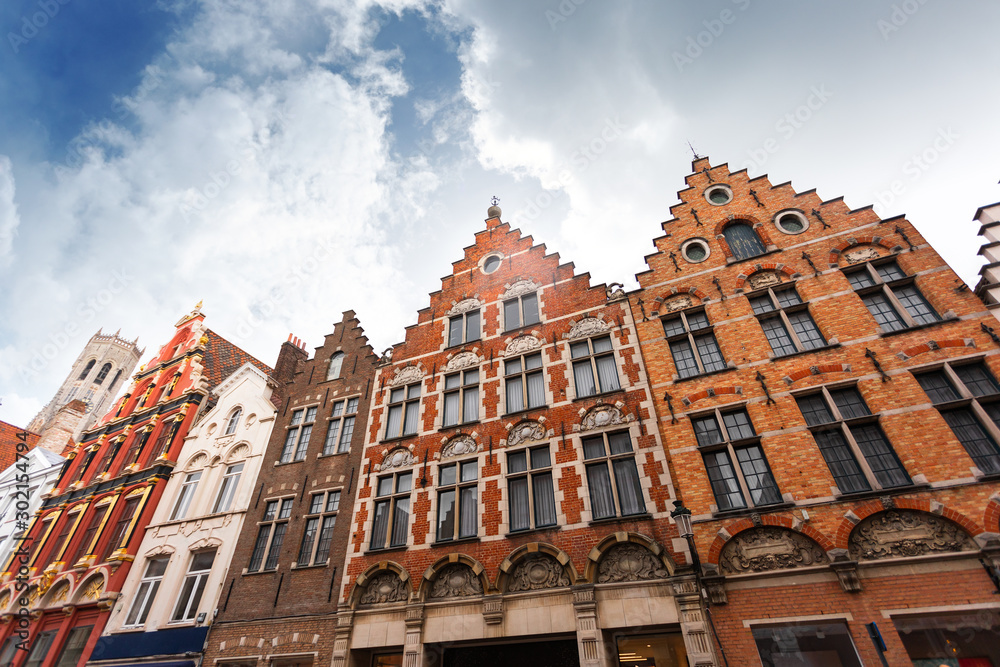 Noordzand street with Flemish houses, Bruges, Belgium Noordzand street with Flemish houses, Bruges, Belgium