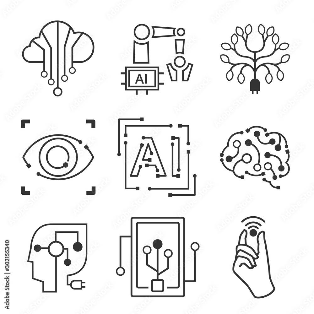 Artificial intelligence icons Artificial intelligence icons