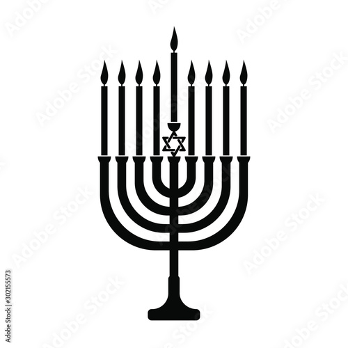 Hanukkah menorah vector icon for web design isolated on white background.