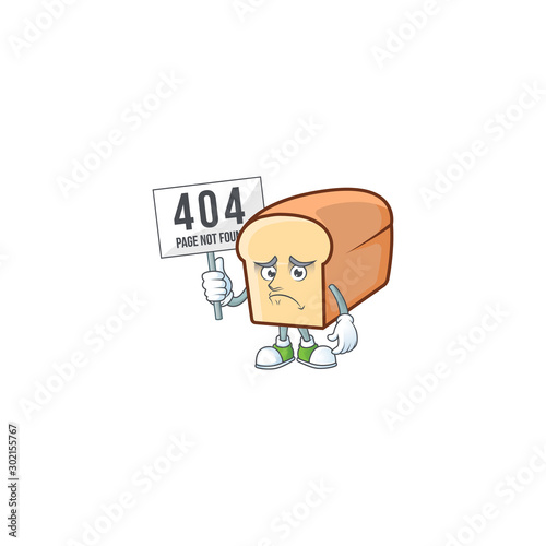White bread of cartoon with pouting bring board mascot.