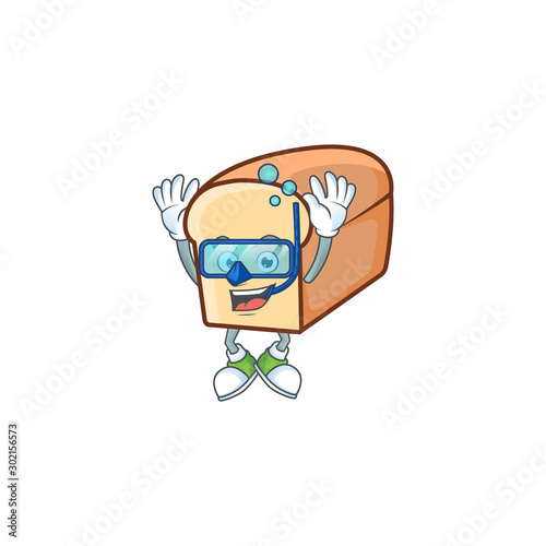 White bread with diving cartoon character shape.