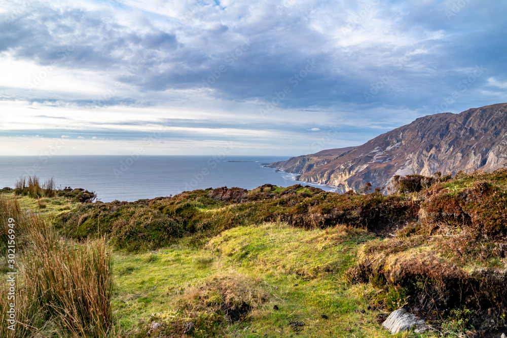 Slieve League Cliffs are among the highest sea cliffs in Europe rising 1972 feet above the Atlantic Ocean - County Donegal, Ireland