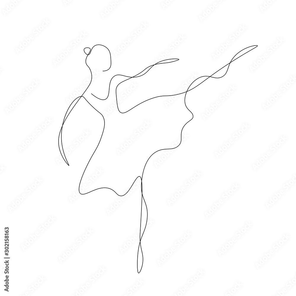 Ballet dancer silhouette continuous line drawing, vector illustration ...