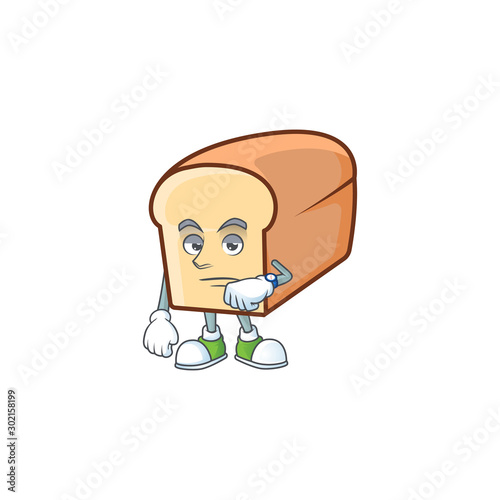 Cute bread isolated of cartoon character waiting.
