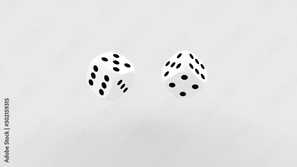 White Dices. Casino Concept, Isolated On The White Background - 3D Illustration White Dices. Casino Concept, Isolated On The White Background - 3D Illustration