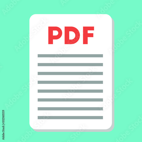 Pdf document flat design icon isolated on blue. Vector illustration 
