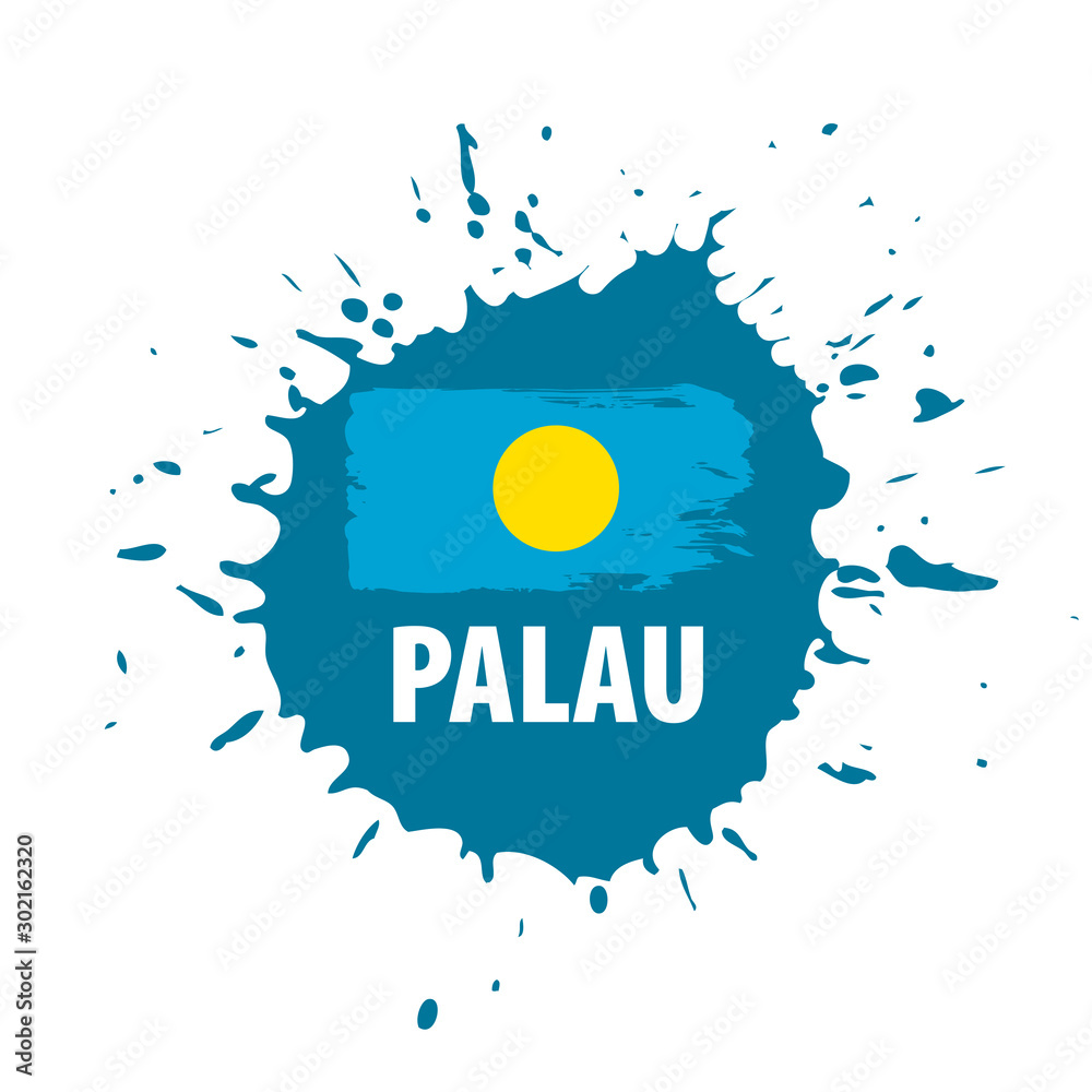 Palau flag, vector illustration on a white background Palau flag, vector illustration on a white background