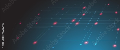 Spider web of network connections with red lamp