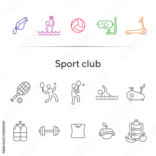 Sport club line icon set