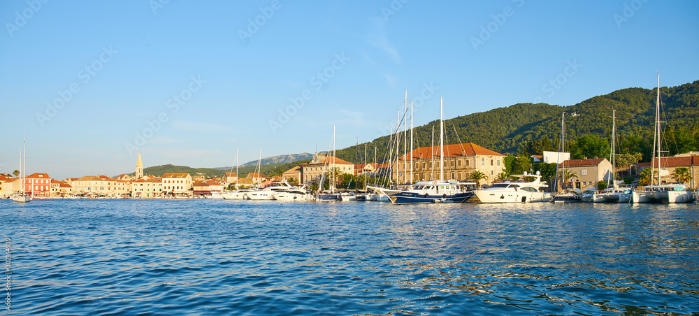 Stari Grad, Hvar/Croatia - June 2019: Stari Grad marina and harbour                                       