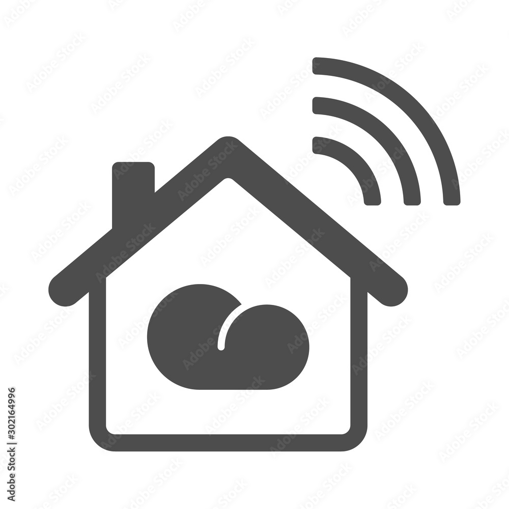Smart home vector icon with cloud and airwaves isolated on white background. Smart home automation control system stock vector illustartion for web, mobile apps and ui. Iot technology concept Smart home vector icon with cloud and airwaves isolated on white background. Smart home automation control system stock vector illustartion for web, mobile apps and ui. Iot technology concept