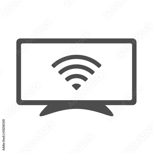 Smart tv vector icon isolated on white background. Smart tv wireless connection icon for web, mobile apps and ui design. Internet of things concept. Stock vector illustration.