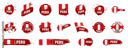 Peru flag, vector illustration on a white background