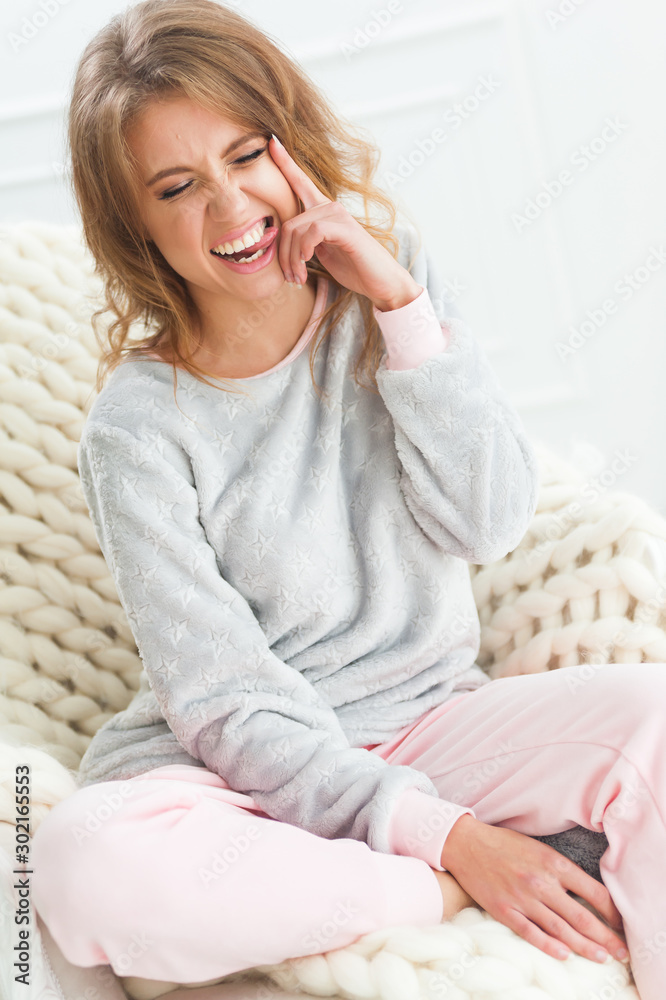 Morning portrait of beautiful smiling woman Morning portrait of beautiful smiling woman