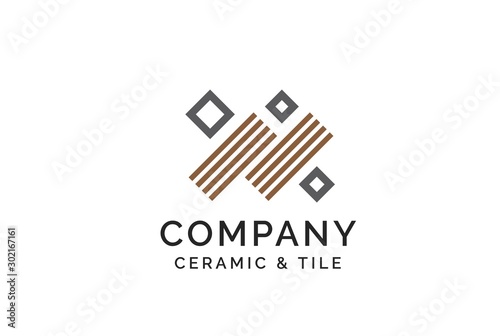 Geometric ceramics and tile floor industry logo design vector graphic