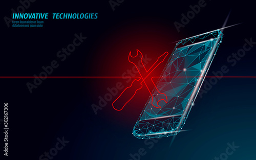 Phone service repair help business concept. Fatal mobile smartphone system crash. Software error bug data lost. 3D virus attack information security alert vector illustration
