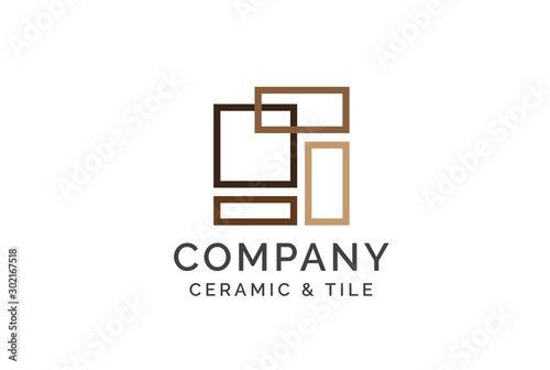 Geometric ceramics and tile floor industry logo design vector graphic